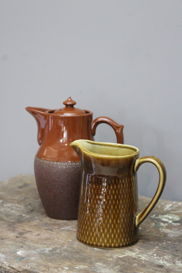 Brown Glazed Coffee Pot & Stavangerflint Jug - Kernow Furniture