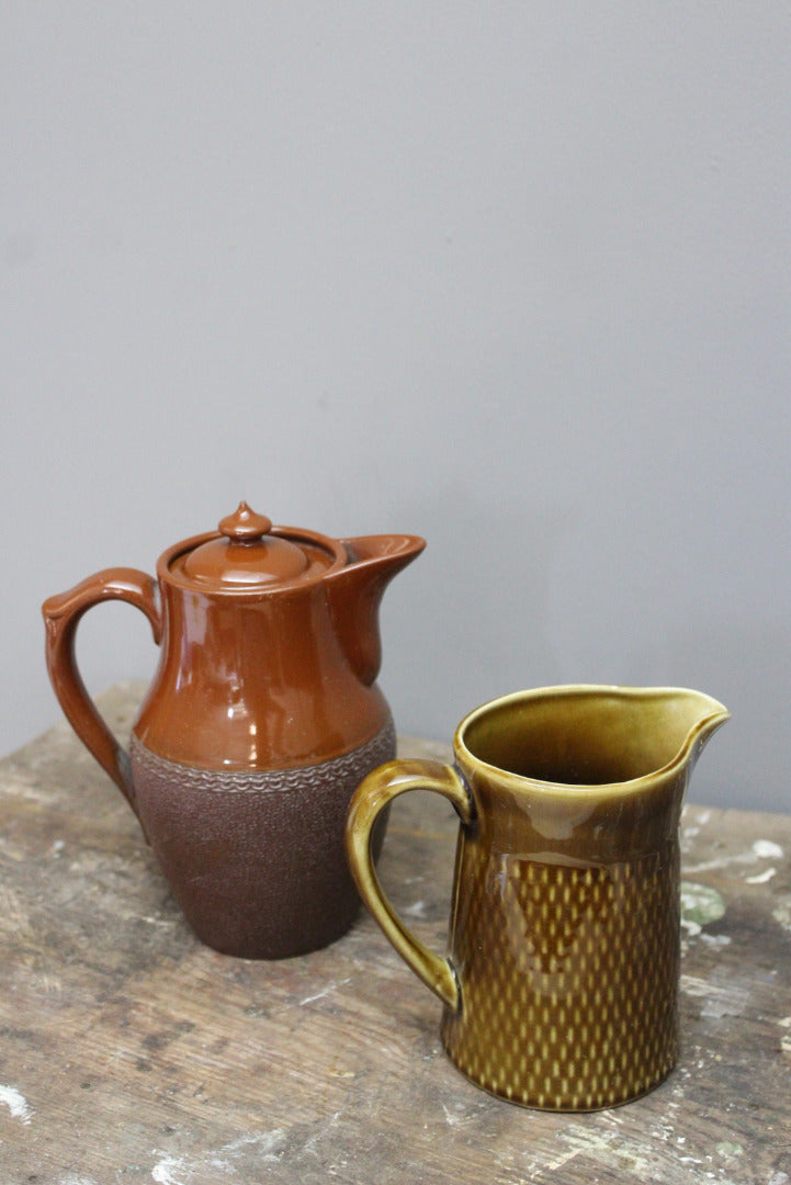 Brown Glazed Coffee Pot & Stavangerflint Jug - Kernow Furniture