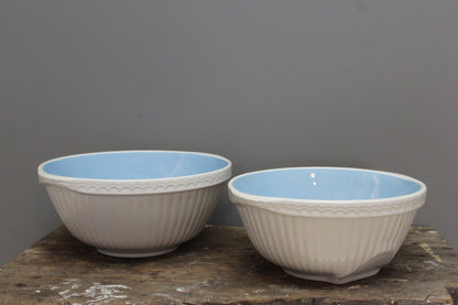 Pair Blue & White Vintage T G Green Mixing Bowls - Kernow Furniture