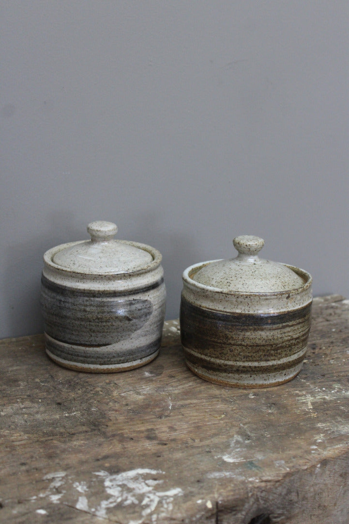 Pair Pottery Kitchen Jars - Kernow Furniture