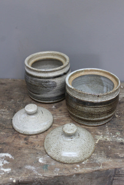 Pair Pottery Kitchen Jars - Kernow Furniture