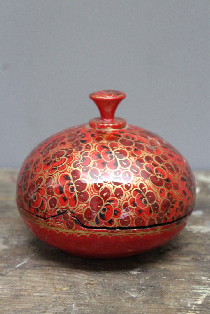 Eastern Red Lacquer Papier Mache Pot - Kernow Furniture