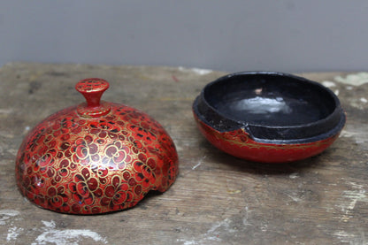 Eastern Red Lacquer Papier Mache Pot - Kernow Furniture