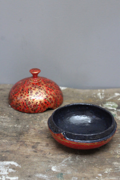 Eastern Red Lacquer Papier Mache Pot - Kernow Furniture