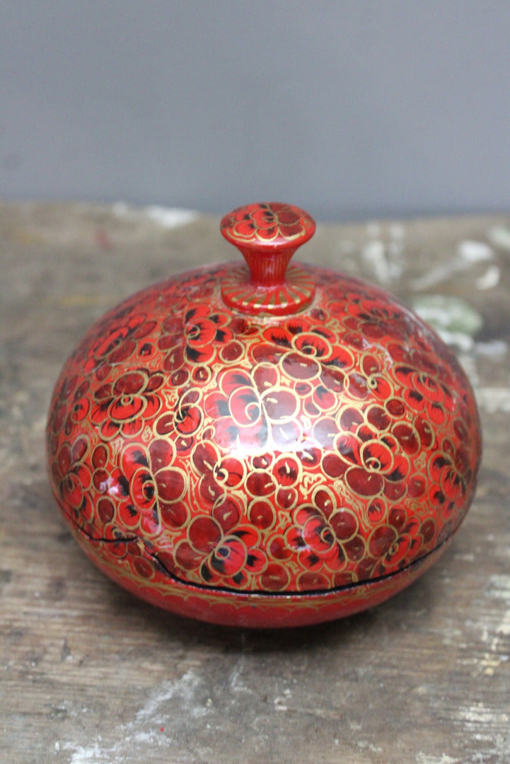 Eastern Red Lacquer Papier Mache Pot - Kernow Furniture