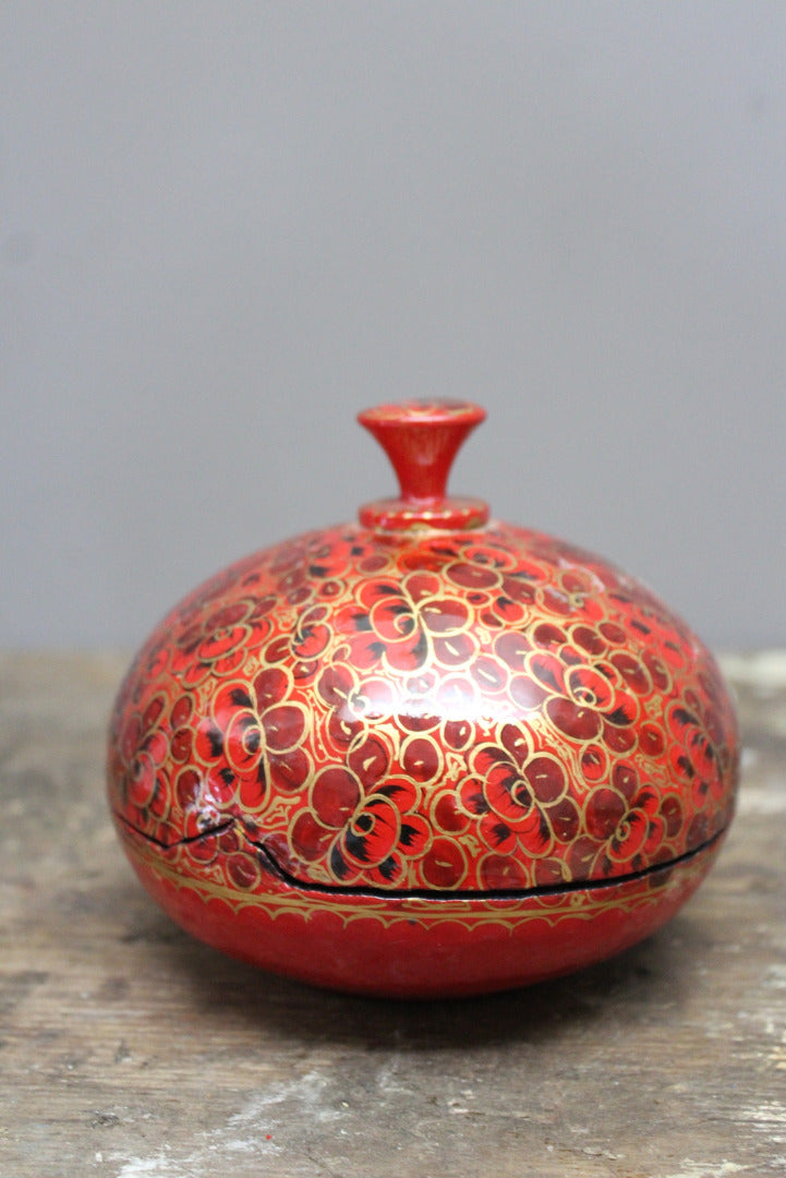 Eastern Red Lacquer Papier Mache Pot - Kernow Furniture