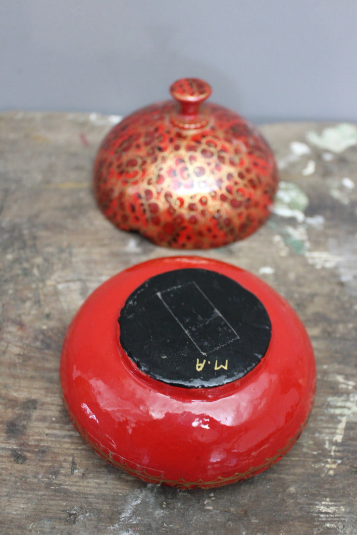 Eastern Red Lacquer Papier Mache Pot - Kernow Furniture