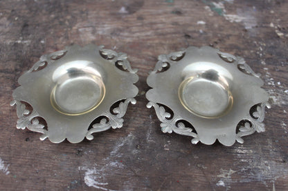 Pair Vintage Pierced Brass Pin Dishes - Kernow Furniture