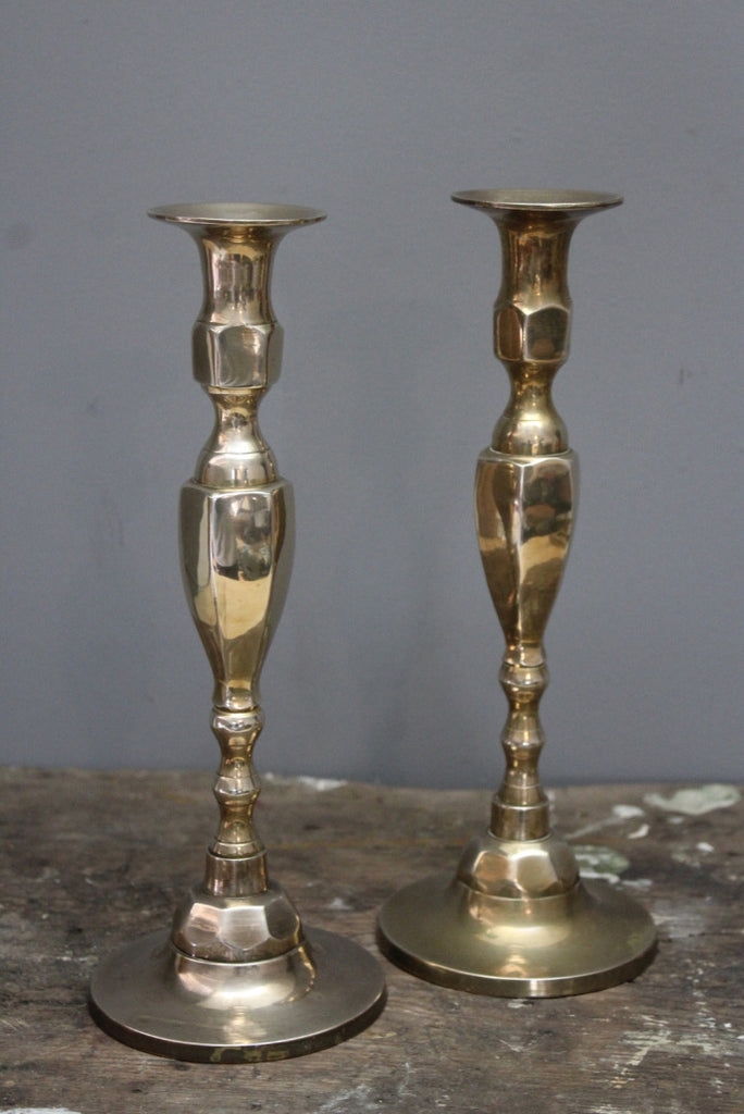 Pair Brass Candlesticks - Kernow Furniture
