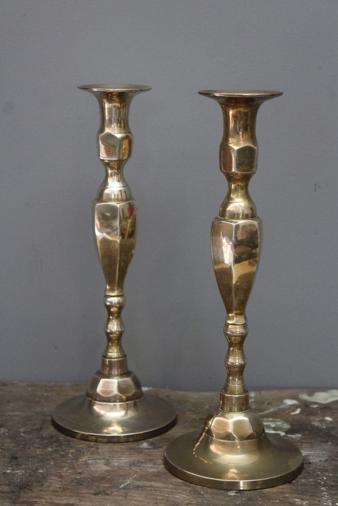 Pair Brass Candlesticks - Kernow Furniture