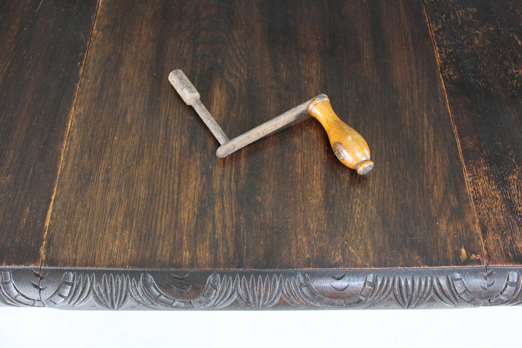 Victorian Carved Oak Extending Dining Table - Kernow Furniture