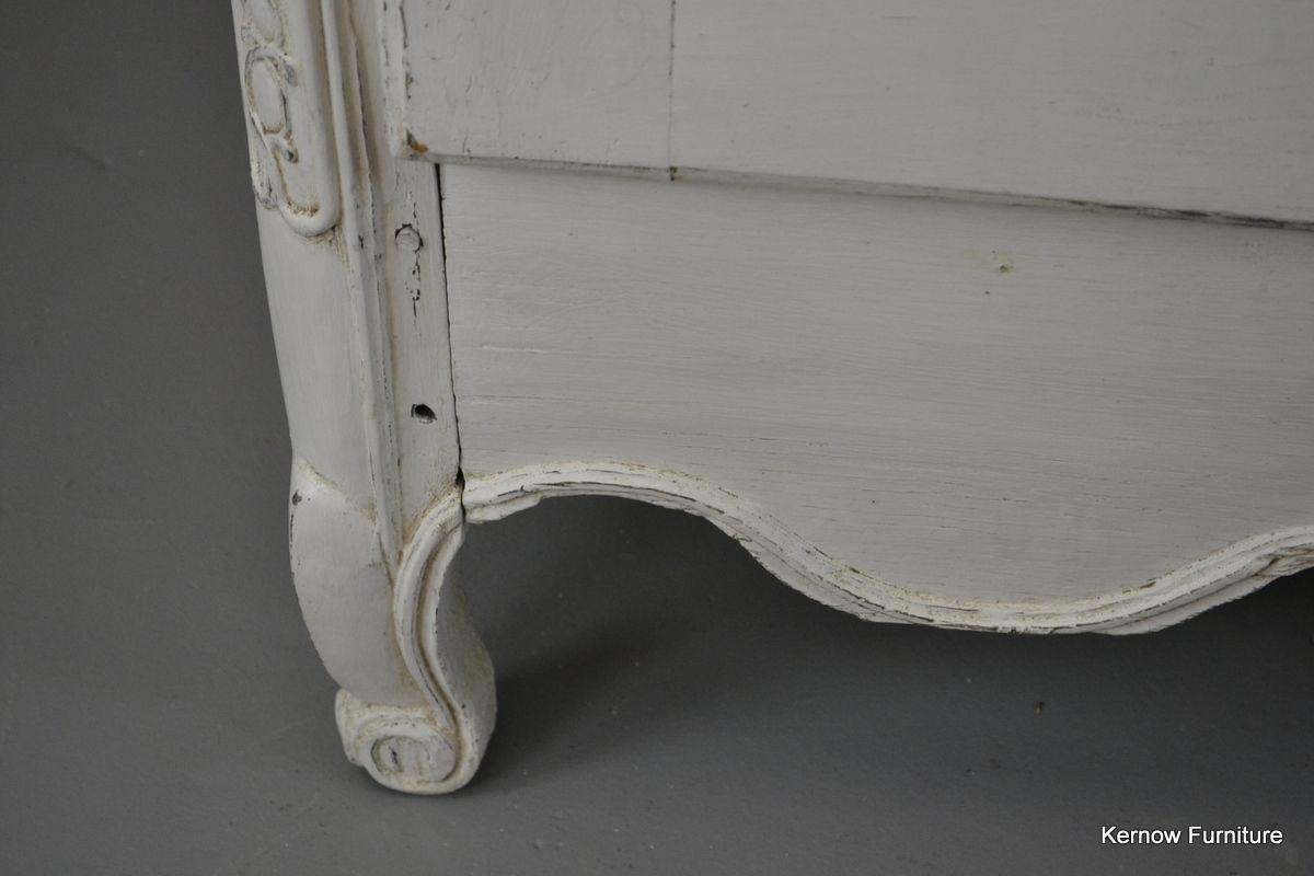 Large Antique French White Shabby Chic Armoire - Kernow Furniture