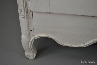 Large Antique French White Shabby Chic Armoire - Kernow Furniture