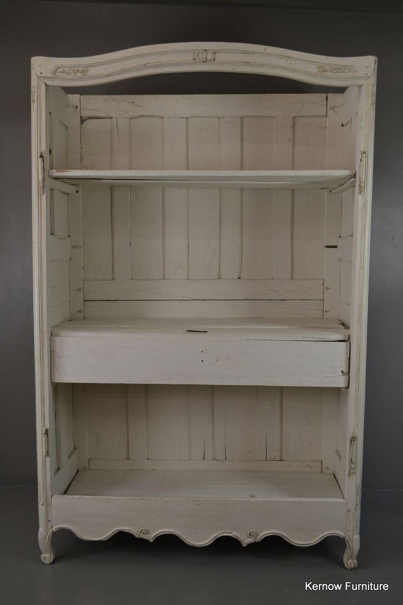 Large Antique French White Shabby Chic Armoire - Kernow Furniture