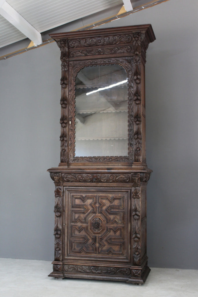 Antique Victorian Oak Display Cabinet - Kernow Furniture