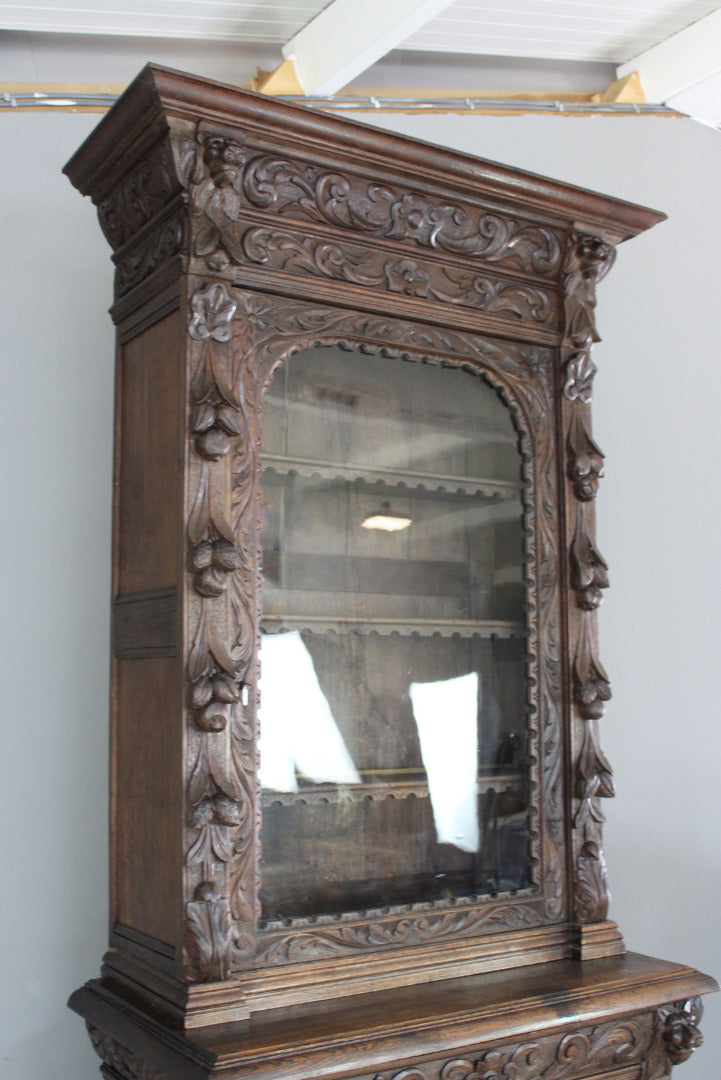 Antique Victorian Oak Display Cabinet - Kernow Furniture