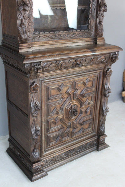 Antique Victorian Oak Display Cabinet - Kernow Furniture