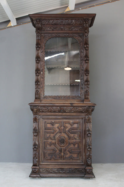 Antique Victorian Oak Display Cabinet - Kernow Furniture