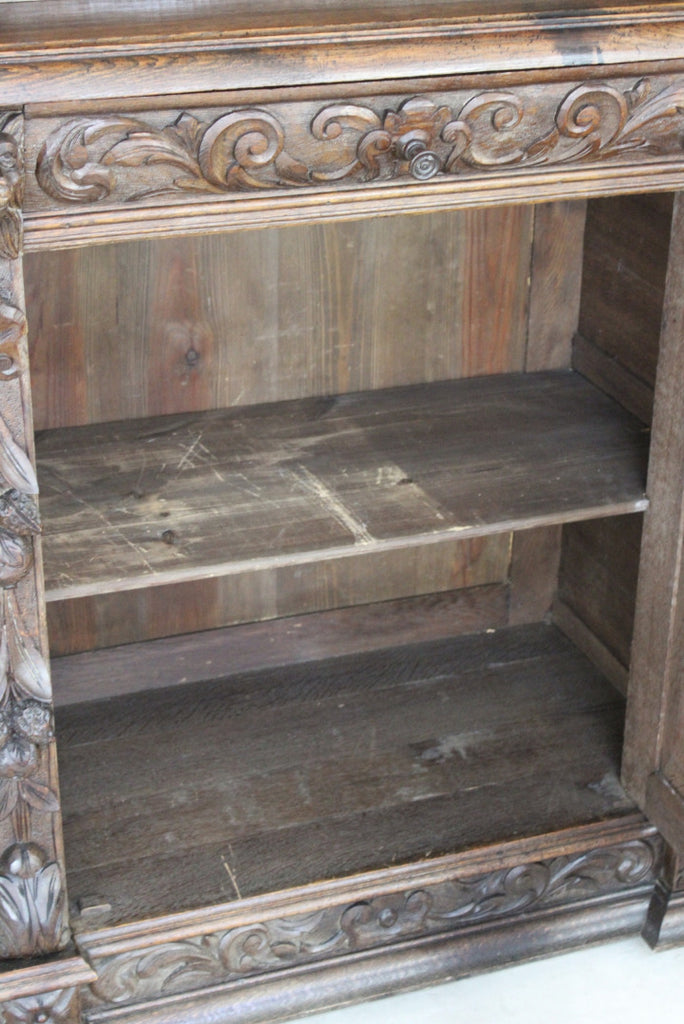 Antique Victorian Oak Display Cabinet - Kernow Furniture
