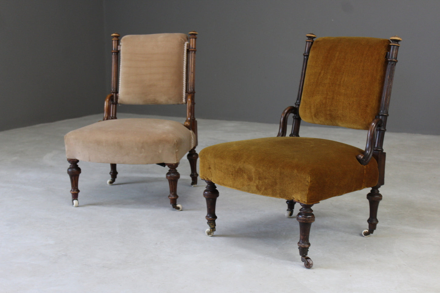 Pair Victorian Nursing Fireside Chairs - Kernow Furniture