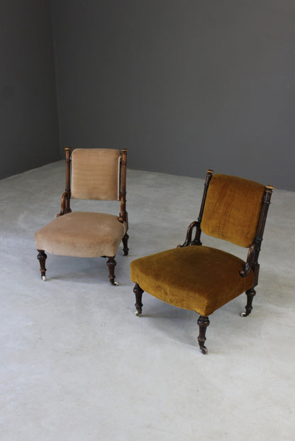 Pair Victorian Nursing Fireside Chairs - Kernow Furniture