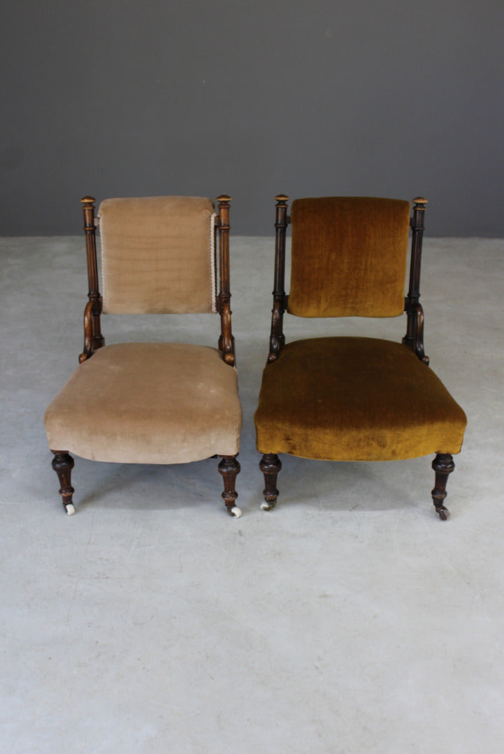 Pair Victorian Nursing Fireside Chairs - Kernow Furniture