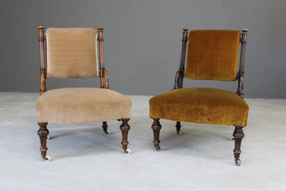 Pair Victorian Nursing Fireside Chairs - Kernow Furniture