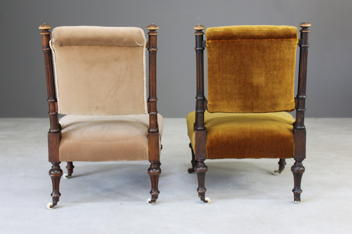 Pair Victorian Nursing Fireside Chairs - Kernow Furniture