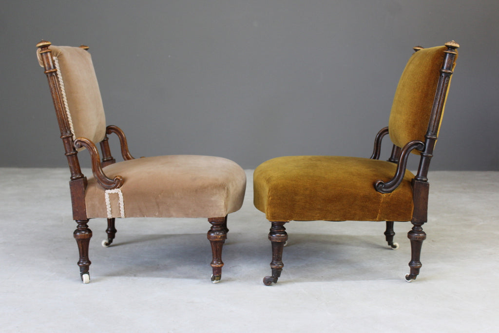 Pair Victorian Nursing Fireside Chairs - Kernow Furniture