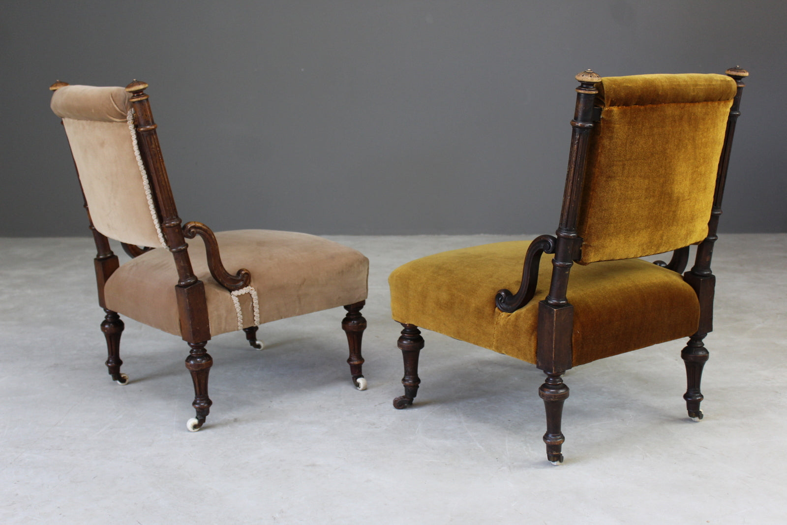 Pair Victorian Nursing Fireside Chairs - Kernow Furniture