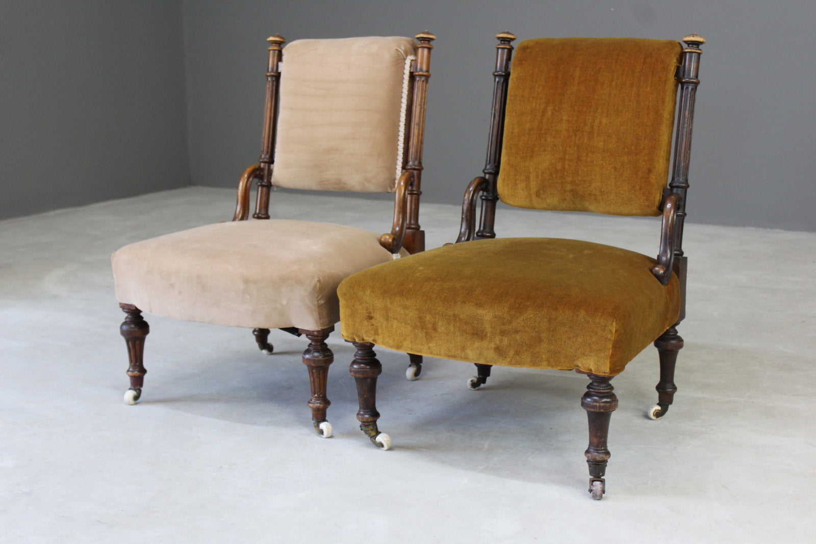 Pair Victorian Nursing Fireside Chairs - Kernow Furniture