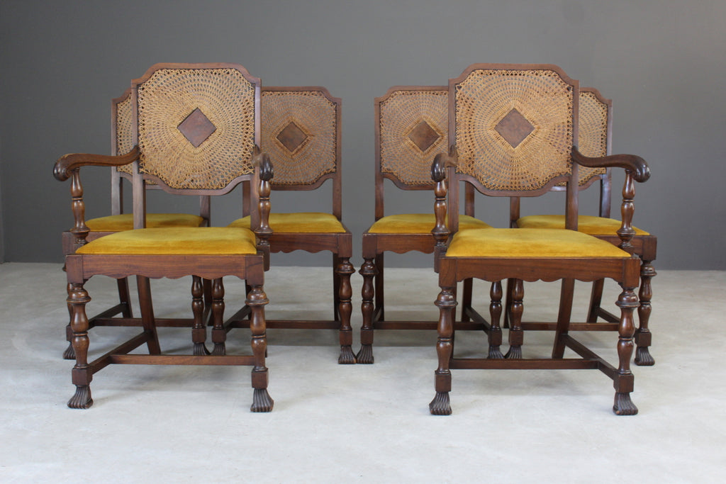 6 Cane Deco Style Dining Chairs - Kernow Furniture