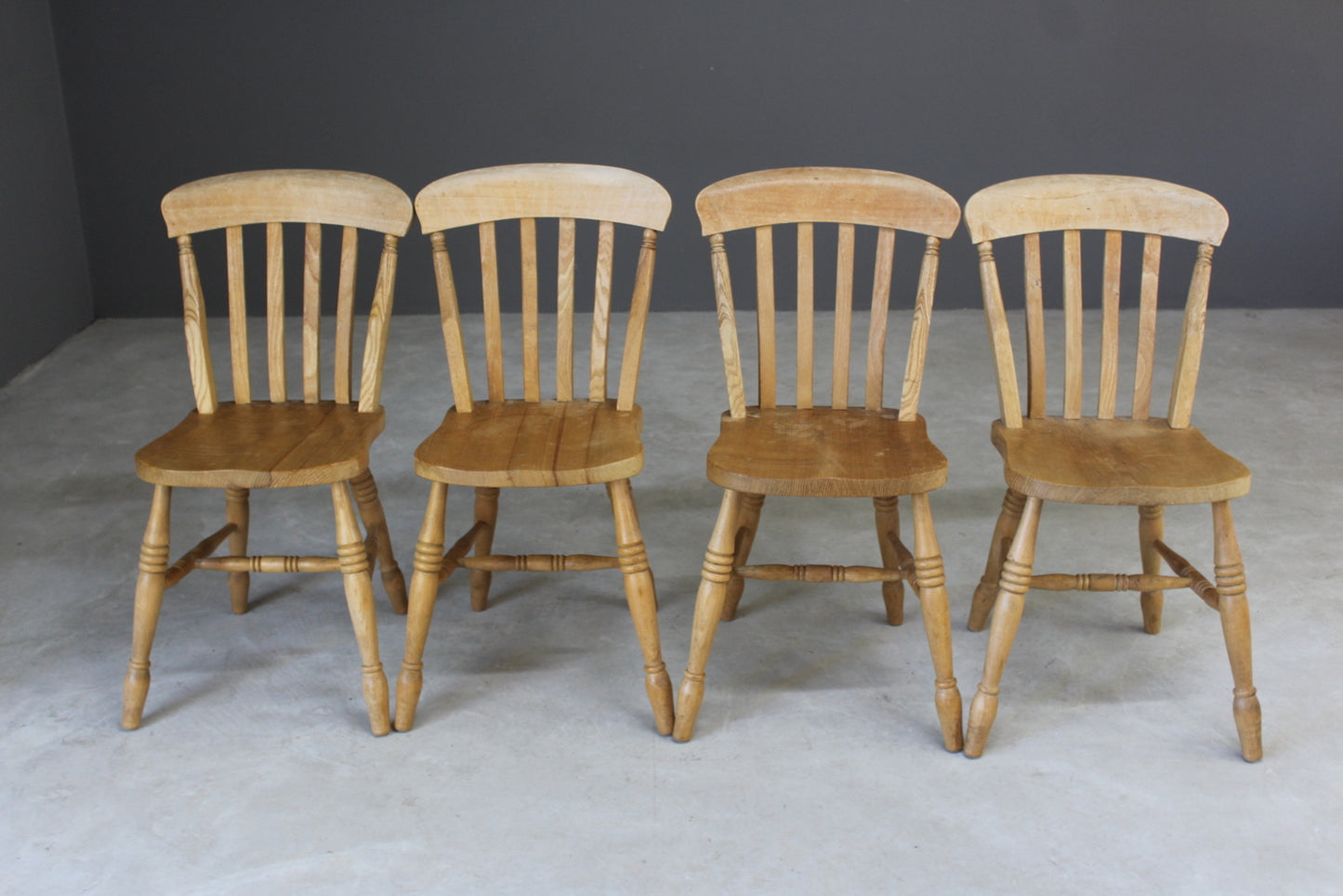 4 Rustic Farmhouse Beech Kitchen Chairs - Kernow Furniture