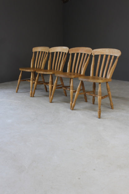 4 Rustic Farmhouse Beech Kitchen Chairs - Kernow Furniture