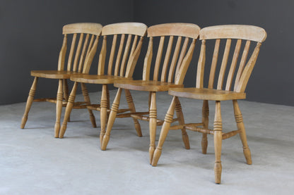 4 Rustic Farmhouse Beech Kitchen Chairs - Kernow Furniture