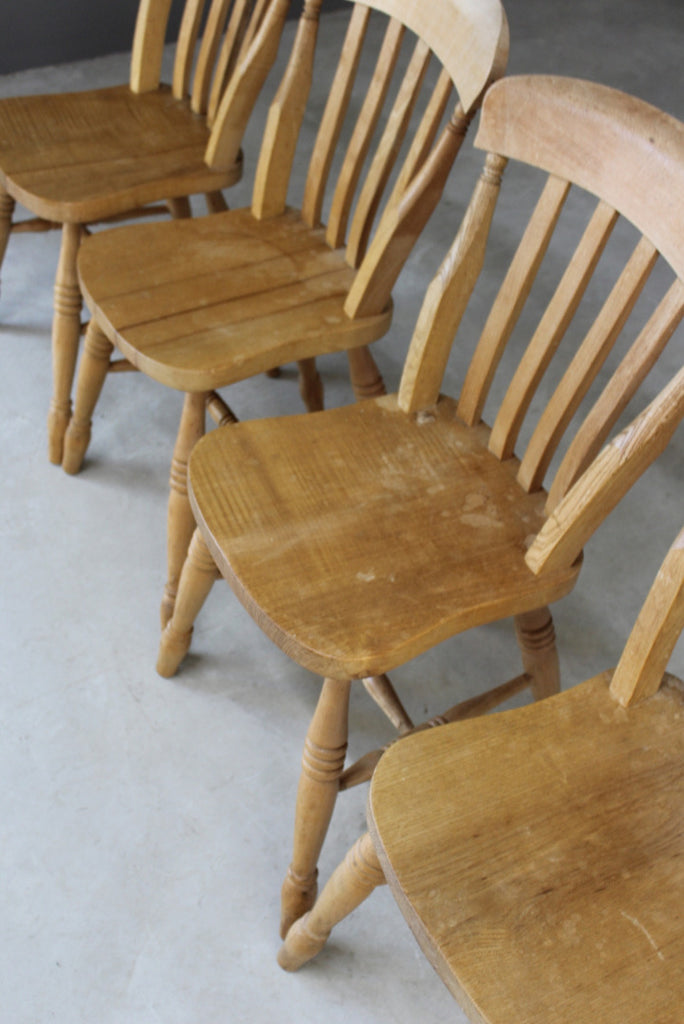 4 Rustic Farmhouse Beech Kitchen Chairs - Kernow Furniture