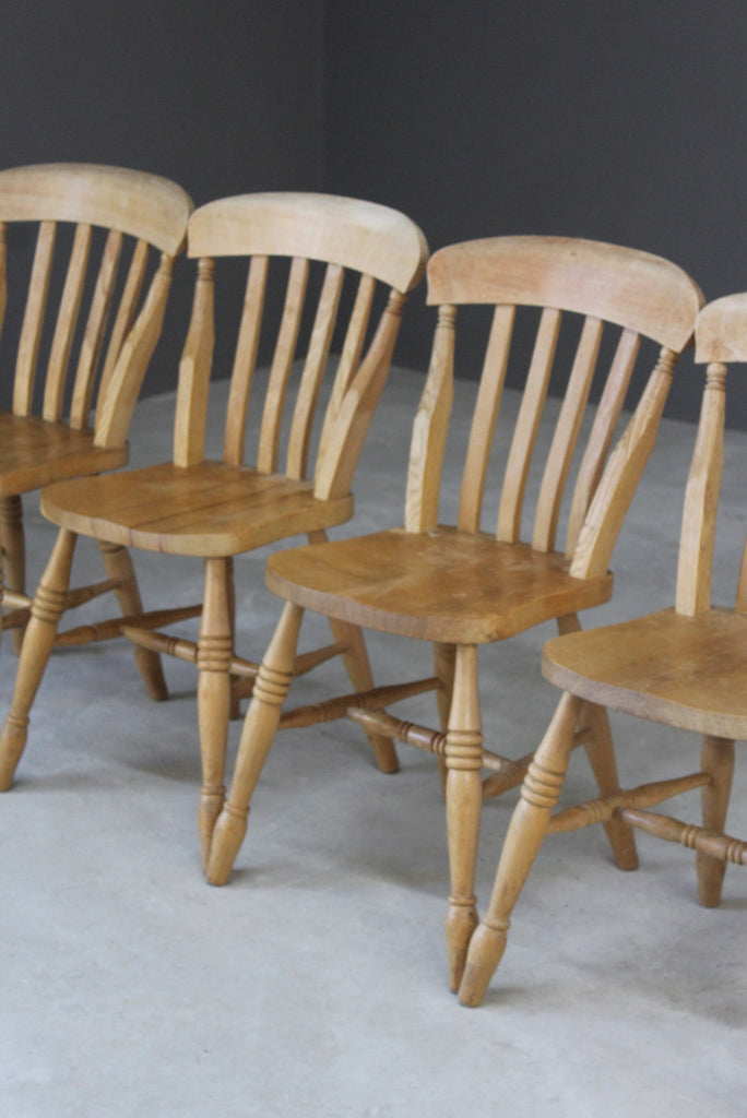 4 Rustic Farmhouse Beech Kitchen Chairs - Kernow Furniture