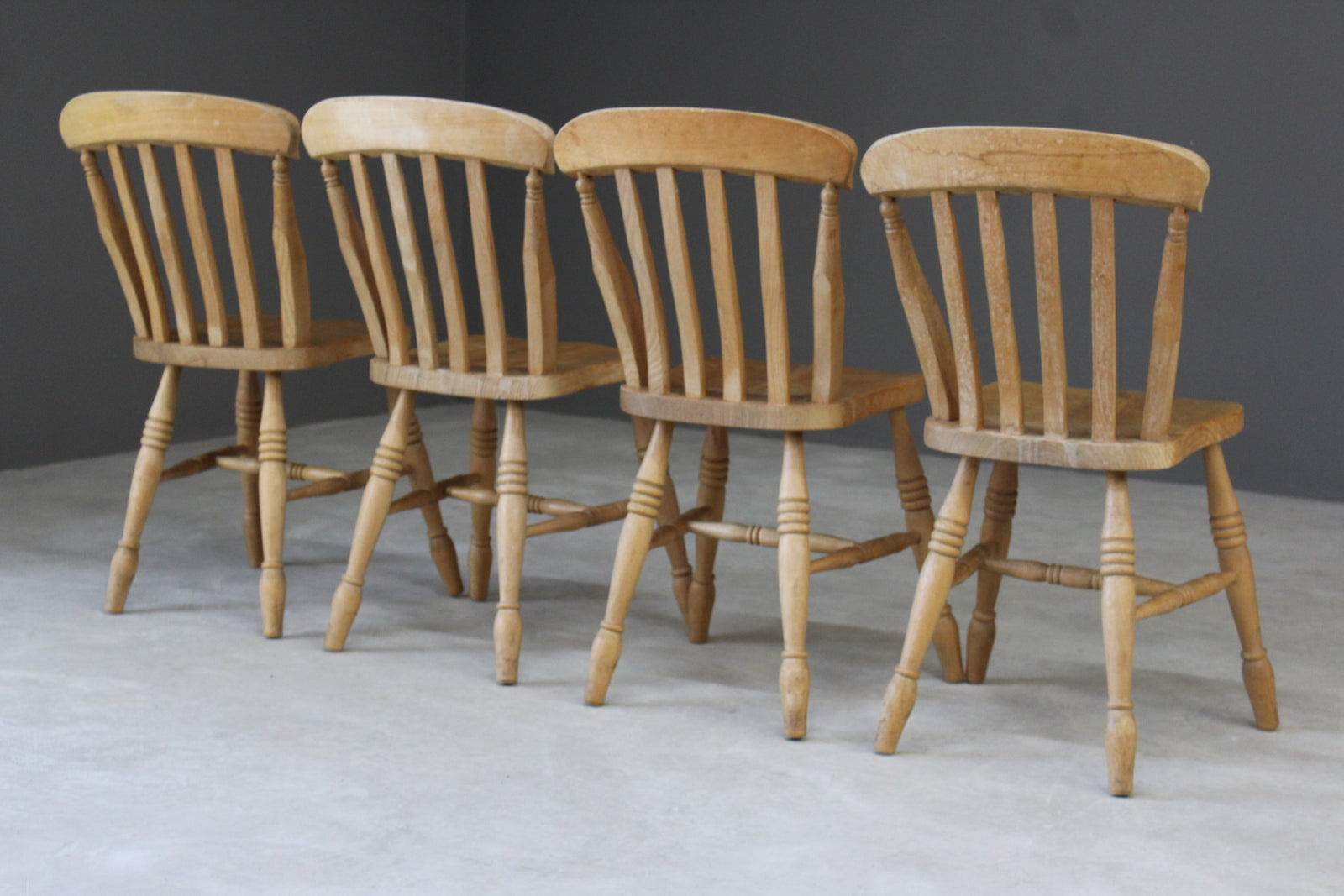 4 Rustic Farmhouse Beech Kitchen Chairs - Kernow Furniture