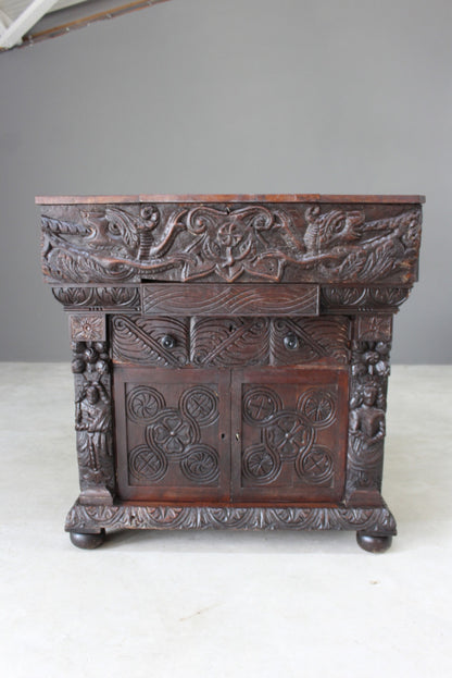 Oak Bureau Early 16th Century Carvings - Kernow Furniture