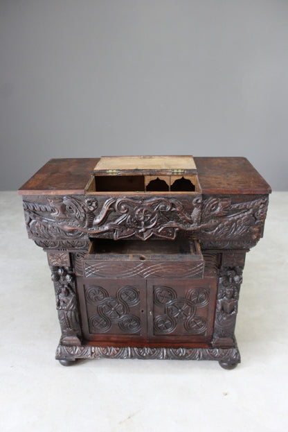 Oak Bureau Early 16th Century Carvings - Kernow Furniture