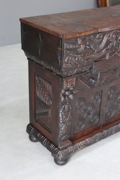 Oak Bureau Early 16th Century Carvings - Kernow Furniture