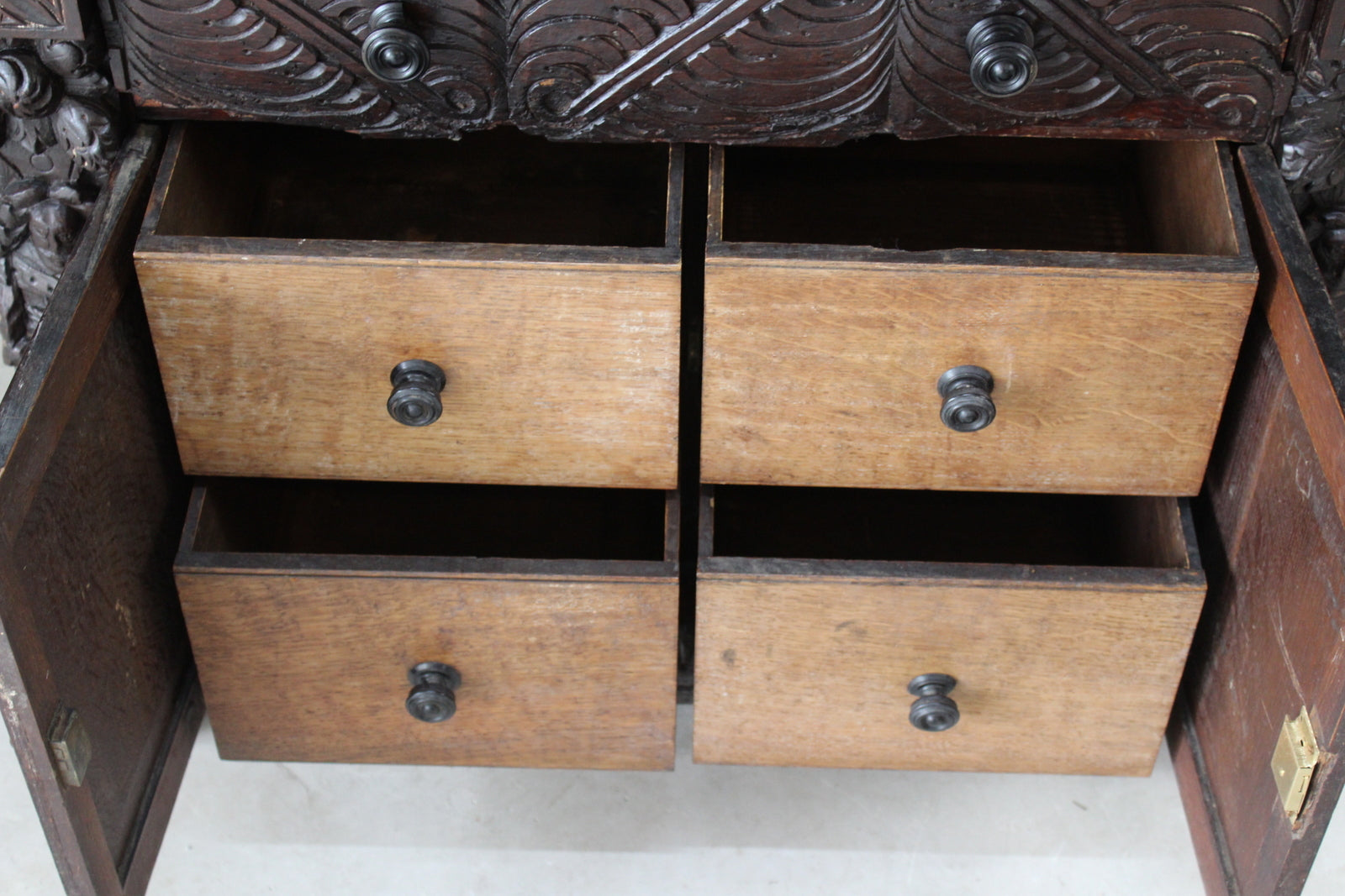 Oak Bureau Early 16th Century Carvings - Kernow Furniture