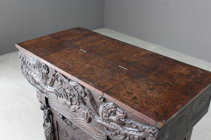 Oak Bureau Early 16th Century Carvings - Kernow Furniture