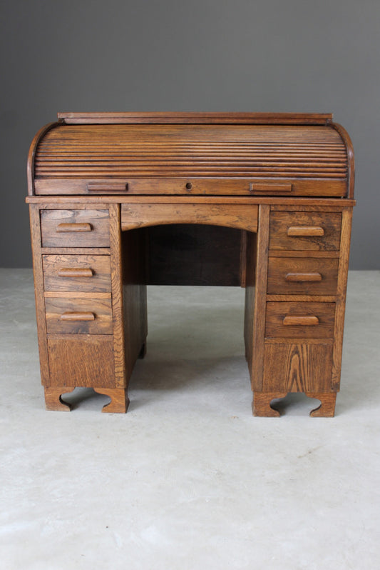 Early 20th Century Oak Tambour Desk - Kernow Furniture