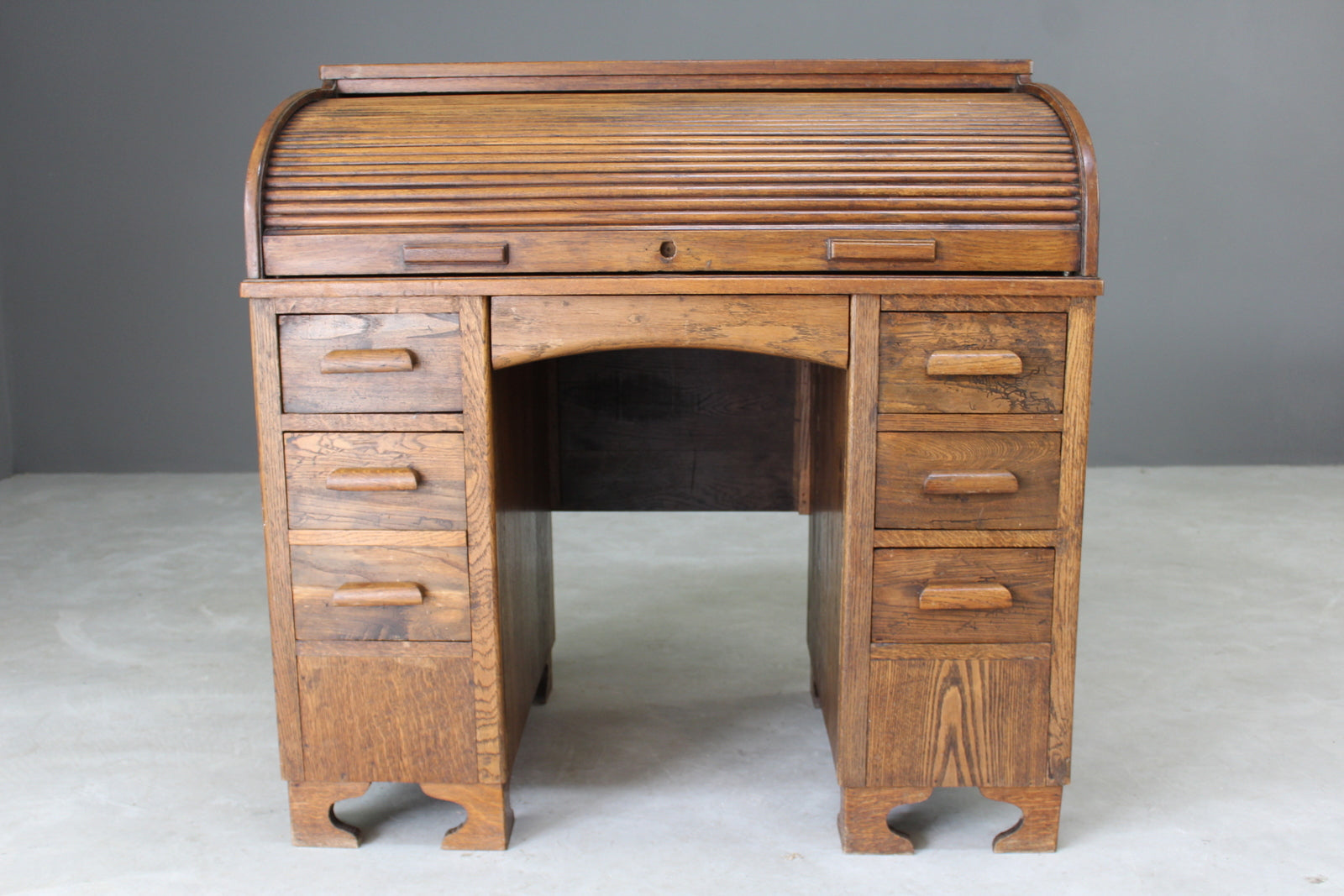 Early 20th Century Oak Tambour Desk - Kernow Furniture