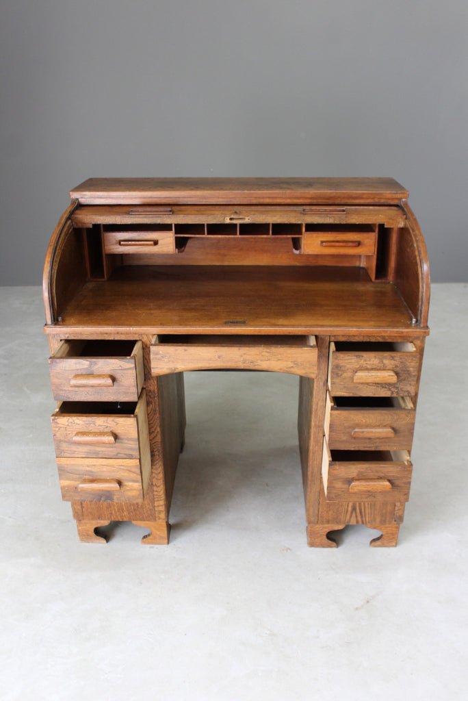 Early 20th Century Oak Tambour Desk - Kernow Furniture