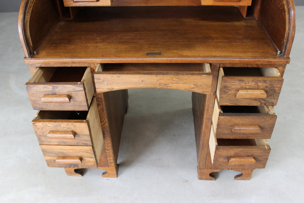 Early 20th Century Oak Tambour Desk - Kernow Furniture