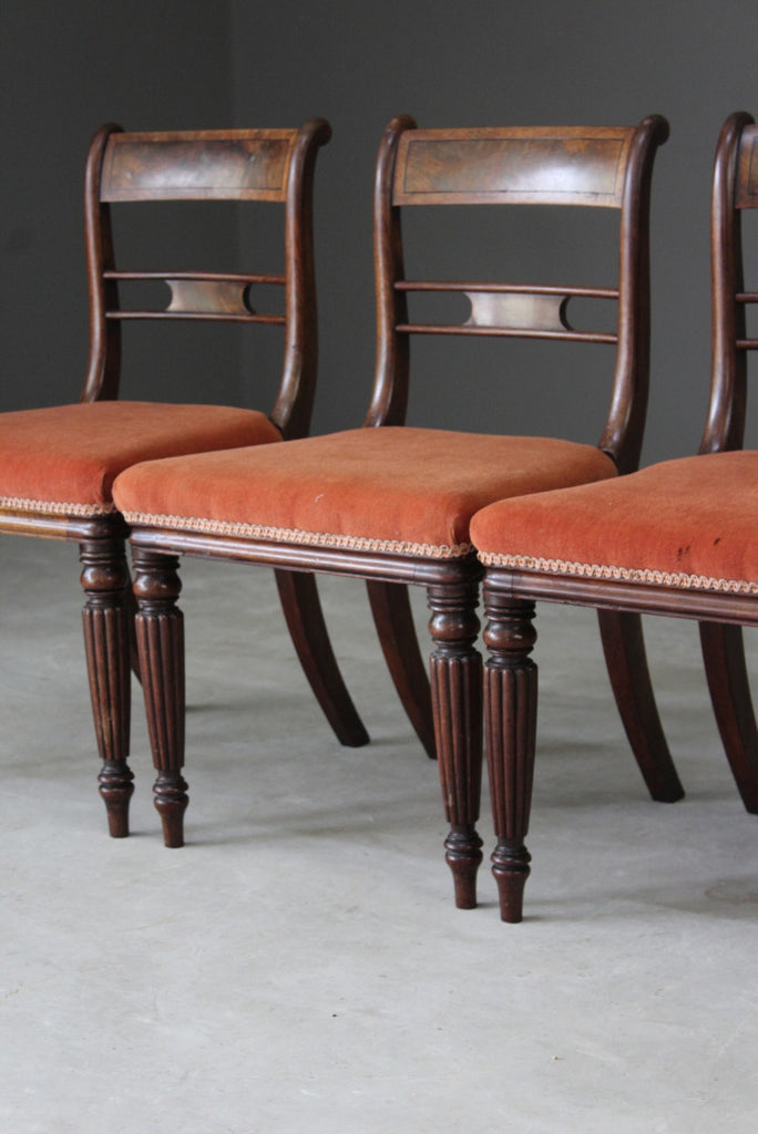 4 Antique Mahogany Bar Back Dining Chairs - Kernow Furniture