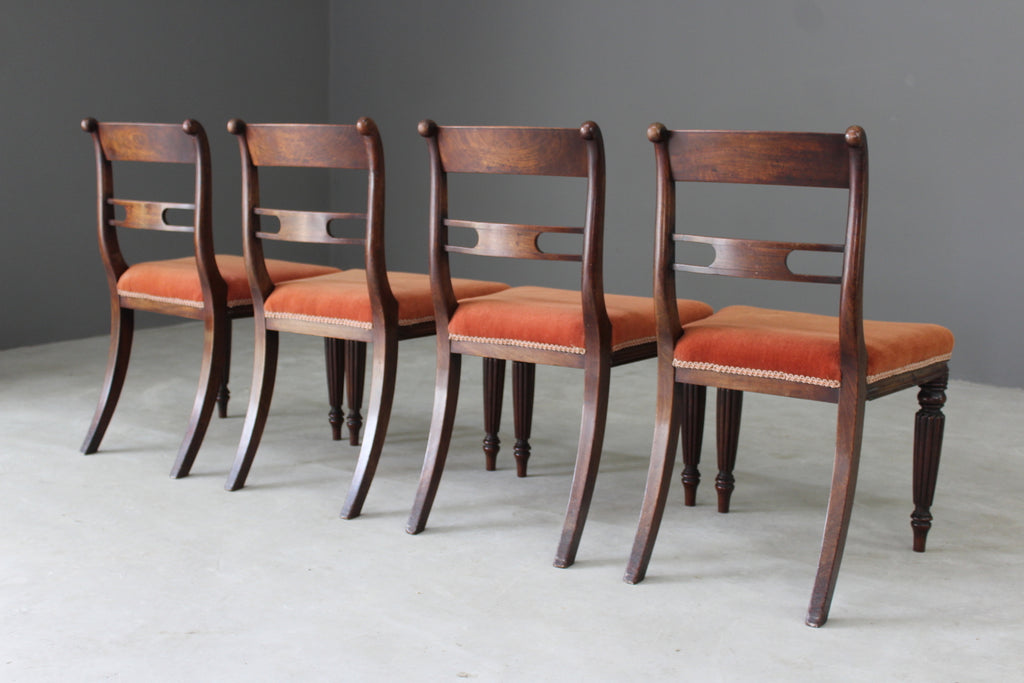 4 Antique Mahogany Bar Back Dining Chairs - Kernow Furniture