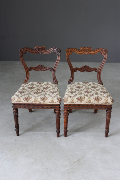 Pair Antique Rosewood Dining Chairs - Kernow Furniture